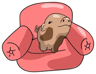 😍 cerdo, silla, animal, dibujos animados, lindo, animal doméstico whatsapp sticker