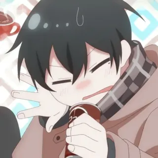 🦍 anime, boy, drinking, cute, cartoon telegram sticker