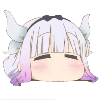 😏 Kanna Kamui Miss Kobayashi's Dragon Maid anime, kanna, dragon, cute, chibi, kawaii, expressionless telegram sticker
