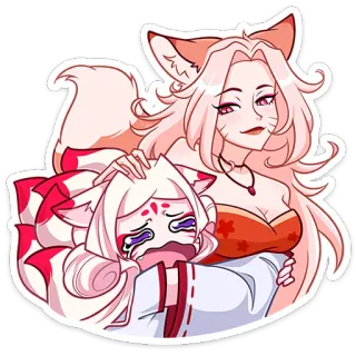 😭 renard, kitsune, anime, sticker, pleurer, femme, queue, manga telegram sticker