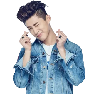 ❤️ Persona, Uomo, Occhiolino, K-pop, Gesto, Giacca di jeans whatsapp sticker