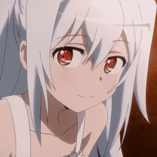 🙂 anime, girl, white hair, red eyes, portrait telegram sticker