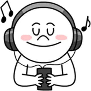 🎧 ฟัง, หูฟัง, เพลง, มีความสุข, การ์ตูน, ตัวละคร telegram sticker