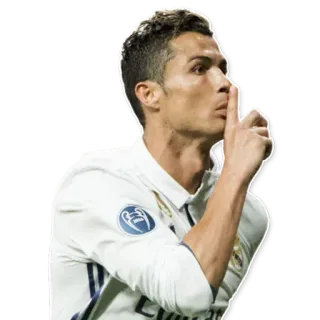 🤫 Cristiano Ronaldo football, joueur, athlète, célébration, geste whatsapp sticker