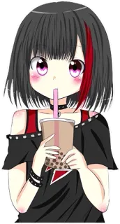 🥤 Chica anime, Té boba, Lindo, Dibujos animados, Ilustración, Kawaii, Chica, Pegatina telegram sticker