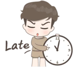 😠 Late tarde, reloj, tiempo, prisa, dibujos animados, retraso telegram sticker