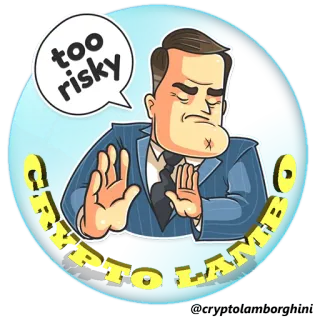 😐 too risky cripto, riesgoso, empresario, advertencia, financiero whatsapp sticker
