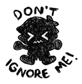 😖 DON'T IGNORE ME! naklejka, kreskówka, nie ignoruj mnie, postać telegram sticker
