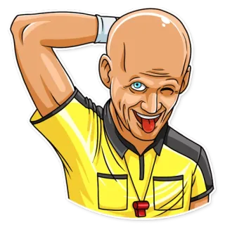 😜 dibujos animados, árbitro, gracioso, silbato, deporte whatsapp sticker
