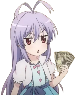 💰 Anime Mädchen, Geld, Süß, Cartoon, Zehntausend Yen, Charakter, Fanart whatsapp sticker