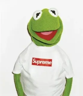 😁 Kermit the Frog Supreme Kermit, Muppets, Frog, Cartoon, Supreme, T-shirt, Brand, Fashion telegram sticker