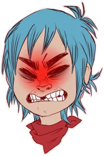 😡 2-D Gorillaz 2D, Gorillaz, cartone animato, musica, band, personaggio telegram sticker
