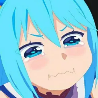 😭 Aqua Konosuba anime, huilen, blauw haar, Konosuba, Aqua telegram sticker