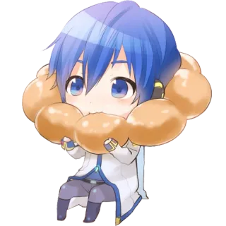 😗 Kaito Anime, Vocaloid, Dễ thương, Chibi, Đồ ăn, Bánh donut telegram sticker