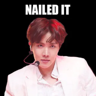 👊 NAILED IT Trafiony, Sukces, K-pop, J-Hope, BTS, Osiągnięcie, Pozytywne, Meme telegram sticker