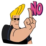 👎 Johnny Bravo NO dessin animé, doigt d'honneur, offensant, geste, non, Johnny Bravo whatsapp sticker