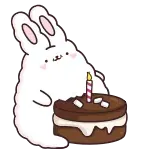 🎂 thỏ, thỏ, bánh, sinh nhật, nến, tráng miệng telegram sticker