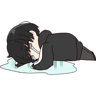 😩 triste, llorando, anime, manga, deprimido, dibujos animados whatsapp sticker