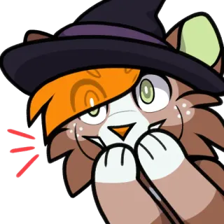 🎃 gatto, strega, halloween, cartoni animati, magia telegram sticker