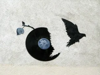 🎵 Vinyle, Disque, Oiseau, Musique, Abstrait telegram sticker