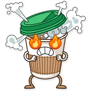 😡 cà phê, tách, nóng, giận dữ, hoạt hình, bốc hơi, caffeine telegram sticker