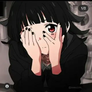 🥀 Anime, Fille, Tatouage, Sombre, Emo telegram sticker