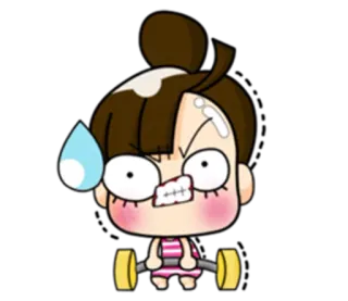💪 cartoon, weightlifting, exercise, character, fitness, sweat whatsapp sticker