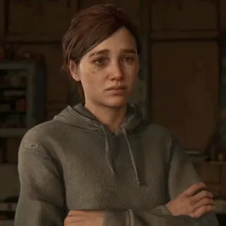 🪶 Ellie The Last of Us видеоигра, персонаж, грустный, tlou telegram sticker
