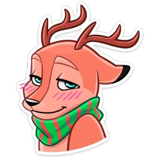 ☺️ 鹿, トナカイ, マフラー, 漫画, かわいい, 動物 telegram sticker