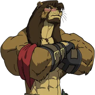🥴 lion, anthro, muscular, anthropomorphic, animal, character whatsapp sticker