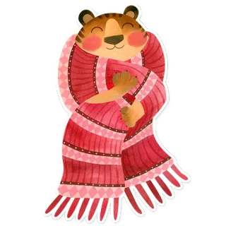 🧣 tigre, sciarpa, inverno, carino, animale, cartone animato whatsapp sticker