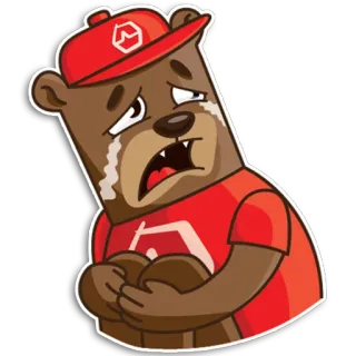 😭 triste, piangere, orso, cartone animato, mascotte, animale, emoji whatsapp sticker