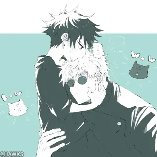 🖤 HAWKS anime, abbraccio, amicizia, cartoni animati whatsapp sticker