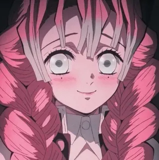 💗 Mitsuri Kanroji Demon Slayer 애니메이션, 만화, 귀멸의 칼날, 칸로지 미츠리, 분홍 머리 whatsapp sticker