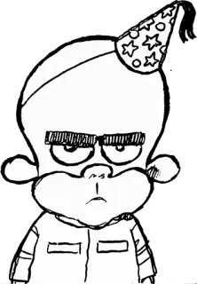 😑 Dibujo animado, Fiesta, Ilustración, Divertido, Cara, Personaje, Dibujo telegram sticker