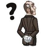 🤨 question, character, man, suit, cartoon, illustration telegram sticker