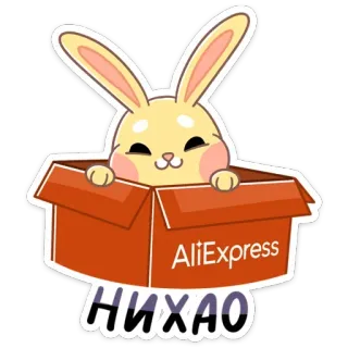 👋 НИХАО bunny, aliexpress, box, sticker, cartoon rabbit, kawaii telegram sticker