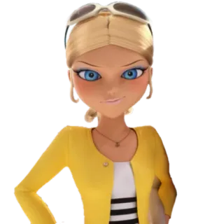 😏 Chloé Bourgeois Miraculous: Tales of Ladybug & Cat Noir мультфильм, блондинка, солнцезащитные очки, Леди Баг и Супер-Кот, Хлоя Буржуа telegram sticker
