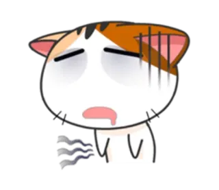 😑 gato, doente, exausto, desenho animado, animal, adesivo telegram sticker