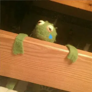 💚 Kermit the Frog Kermit, frog, sad, puppet, muppet, crying, meme telegram sticker