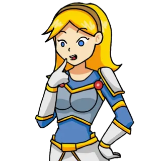 😳 blonde hair, female, armor, character, fantasy, cartoon telegram sticker