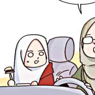 🌂 만화, 히잡, 여성, 일러스트, 운전 whatsapp sticker