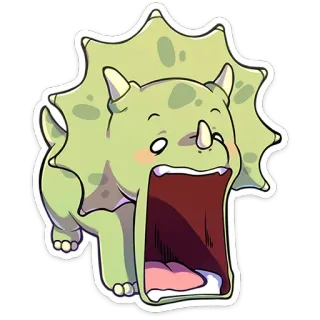 😱 공룡, 트리케라톱스, 만화, 귀여운, 동물, 선사 시대 telegram sticker