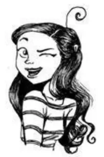 😜 Dessin animé, Fille, Clin d'œil, Joyeux, Croquis, Œuvre d'art whatsapp sticker