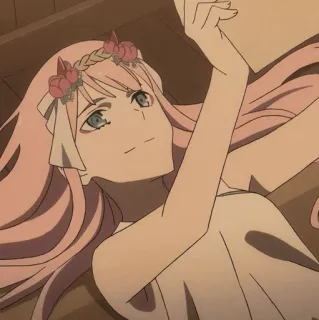 🥡 Zero Two Darling in the Franxx 애니메이션, 분홍 머리, 제로투, 달링 인 더 프랑키스, 캐릭터, 인물 사진 telegram sticker