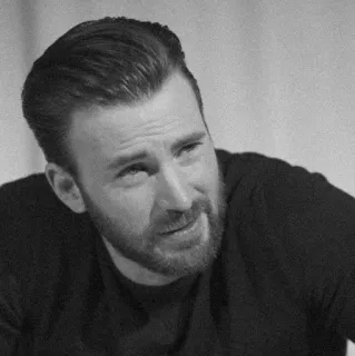 ⚖ Chris Evans acteur, célébrité, noir et blanc, portrait telegram sticker