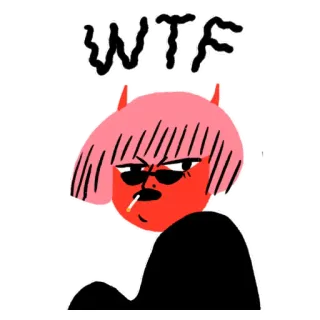 ☹️ WTF diablo, fumando, gafas de sol, wtf, dibujos animados, demonio telegram sticker