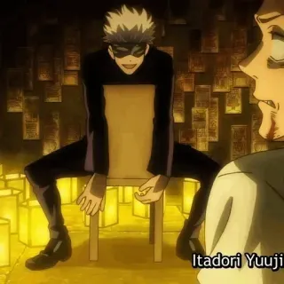 ♥ Itadori Yuuji Anime, Personnage, Homme, Assis, Jujutsu Kaisen telegram sticker