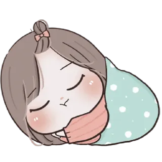 🩰 fofo, menina, dormindo, cobertor, desenho animado, kawaii, cansada telegram sticker