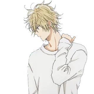 😕 anime, manga, cartoon, blond hair, male, character telegram sticker